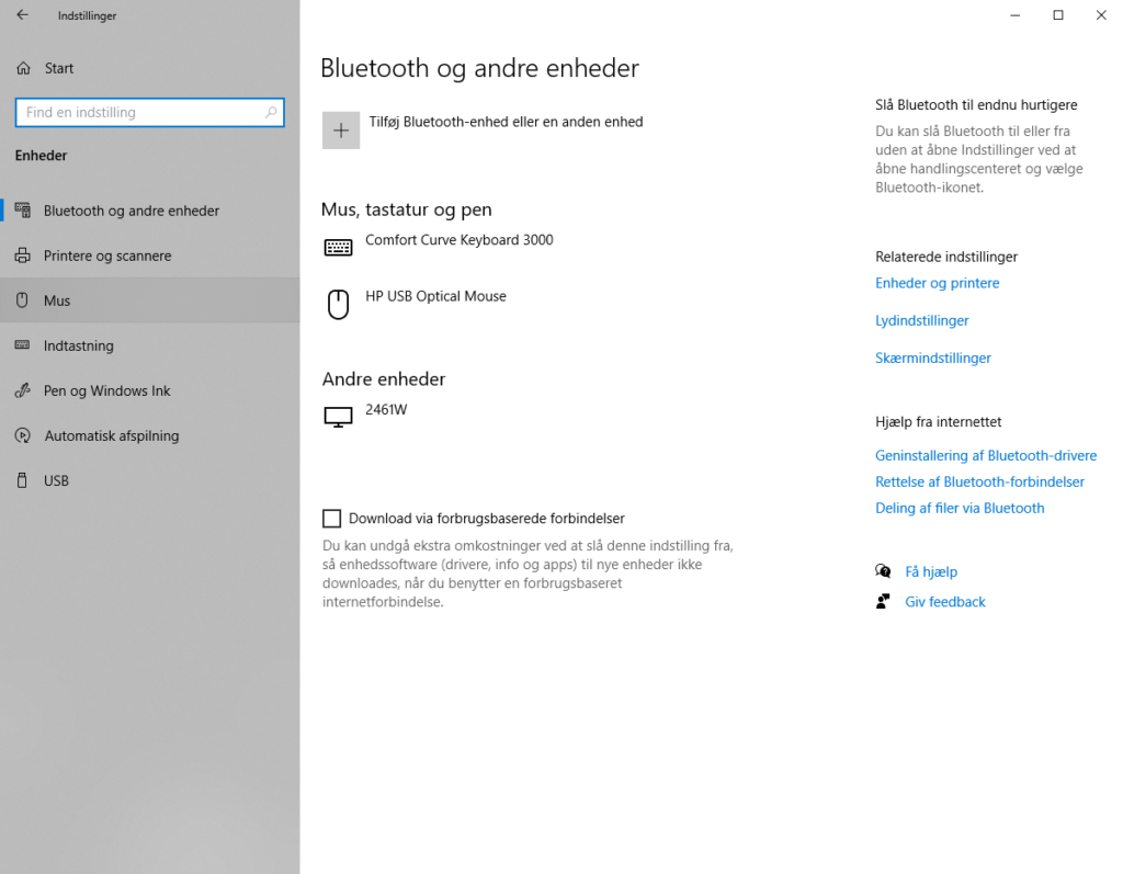 Windows Bluetooth og andre enheder - printeren er offline
