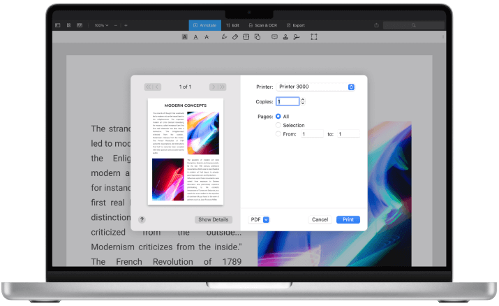 hvordan printer man pdf på mac