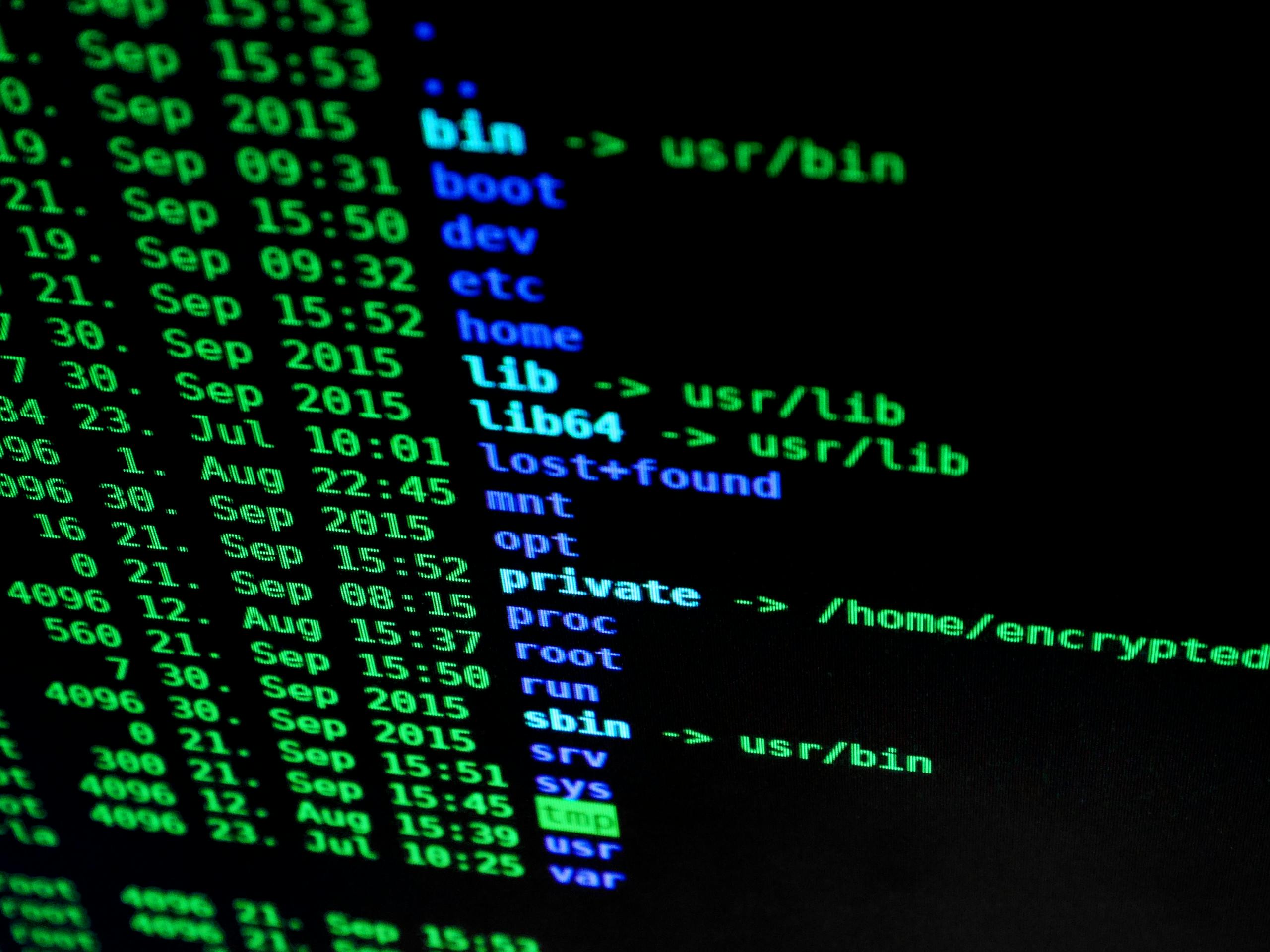 baggrundsproces Close-up of colorful text on a computer screen, showcasing cybersecurity concepts.